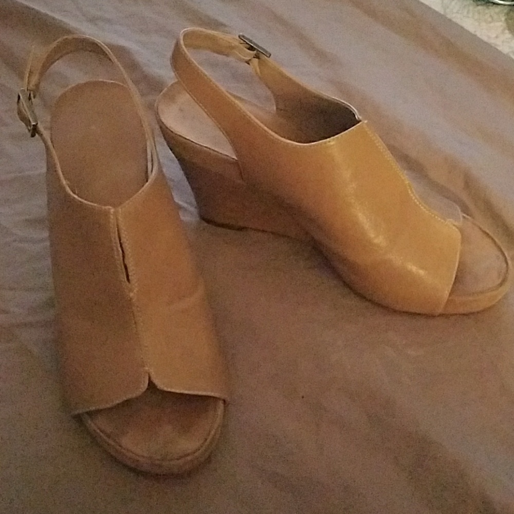 Faux leather wedges